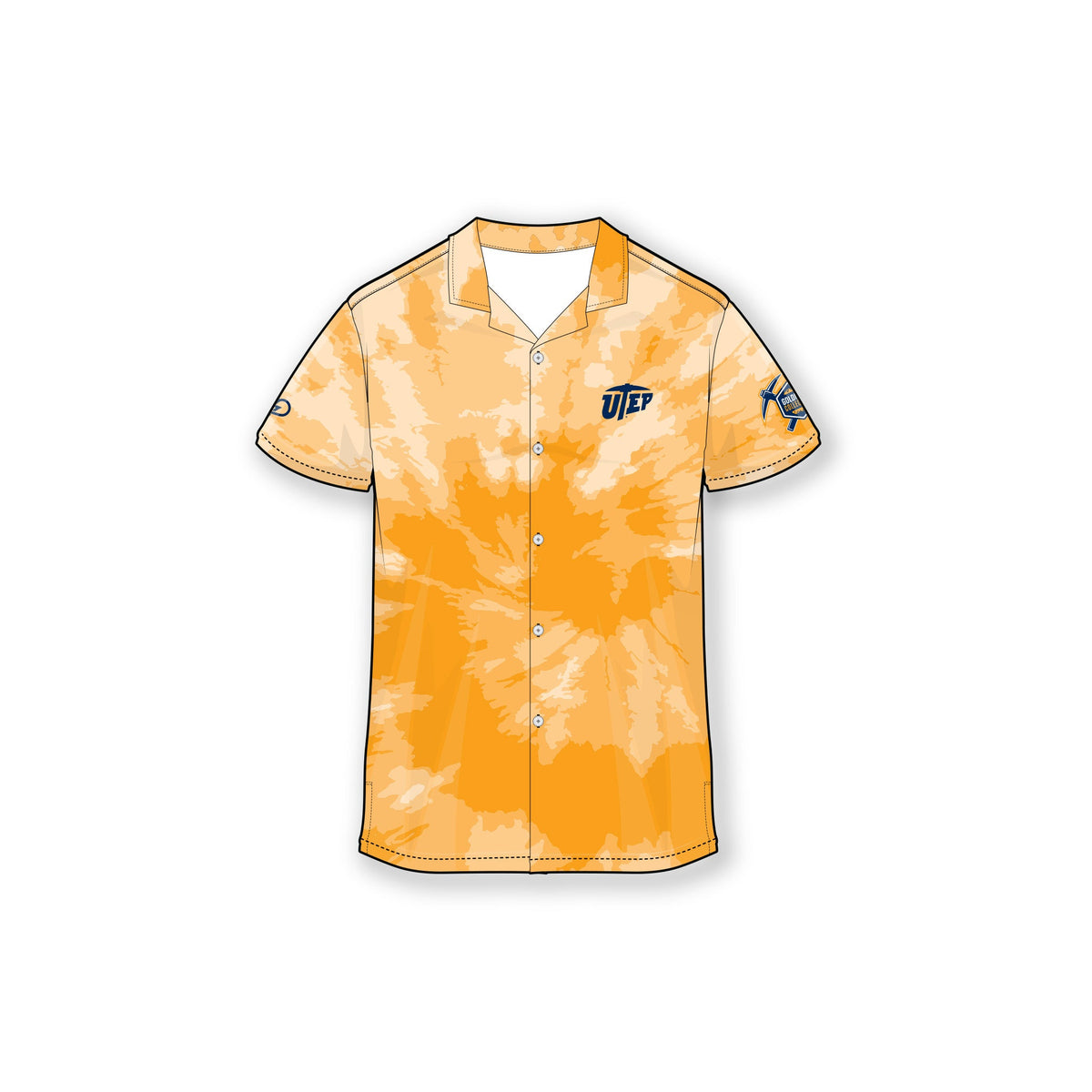 UTEP Orange Tie Dye Camp Shirt