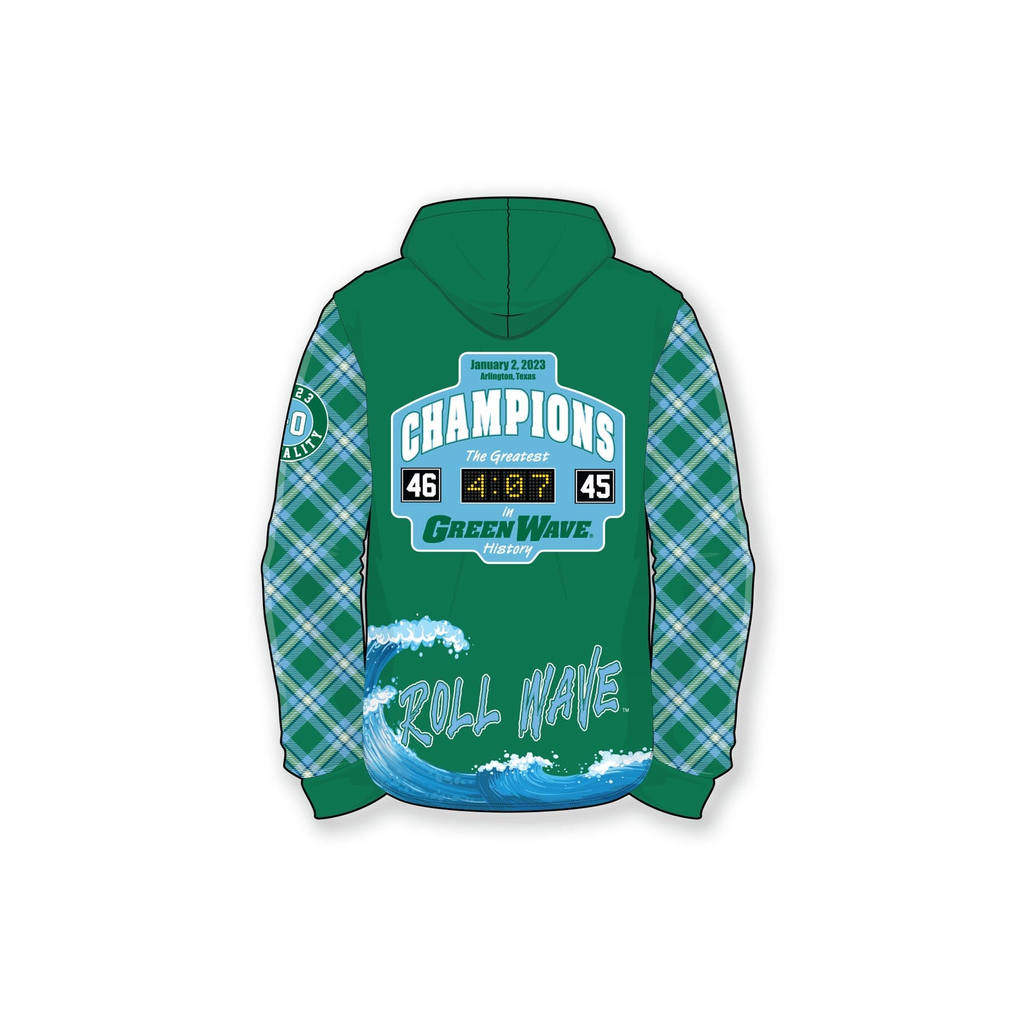 Tulane Bowl Champions Scoreboard Snap Hoodie