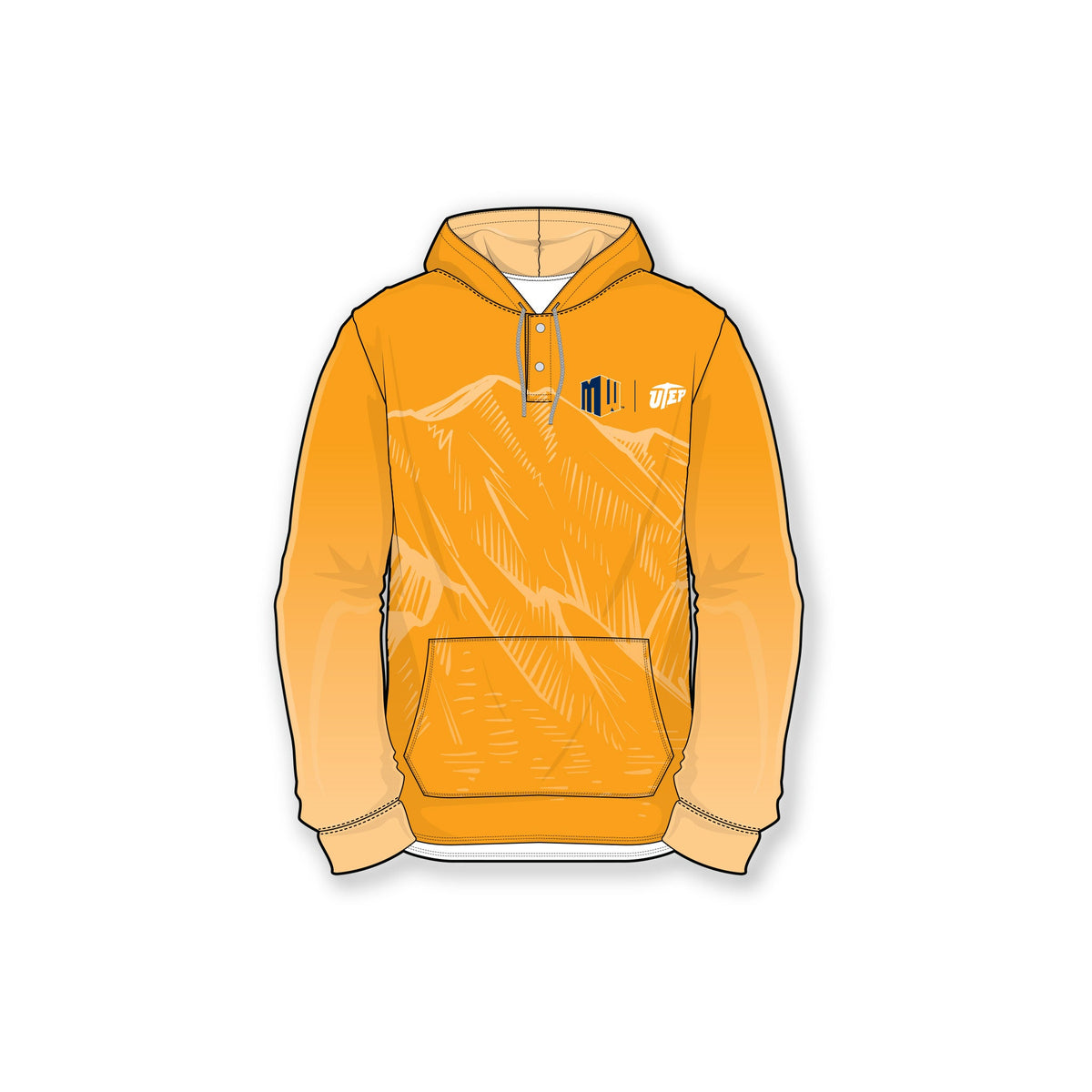 Mountain West UTEP Orange Gradient Mountain Snap Hoodie