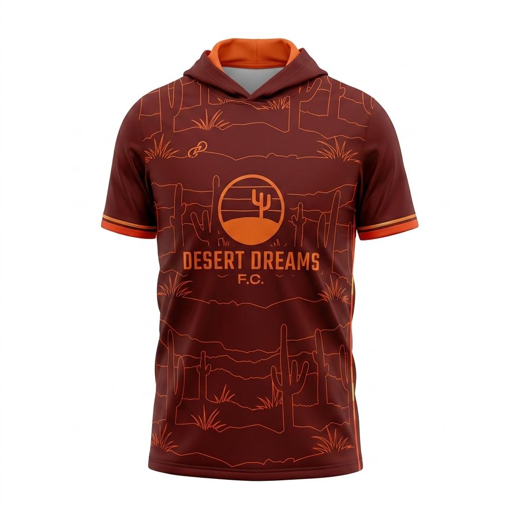 Desert Dreams FC-SS T-shirt Hoodie - Outlines Brown