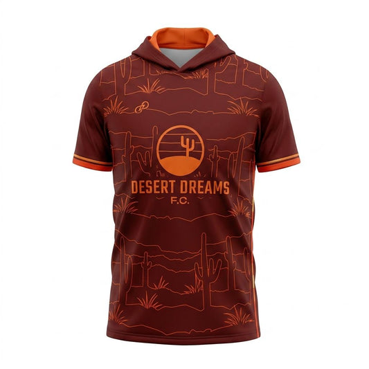 Desert Dreams FC-SS T-shirt Hoodie - Outlines Brown